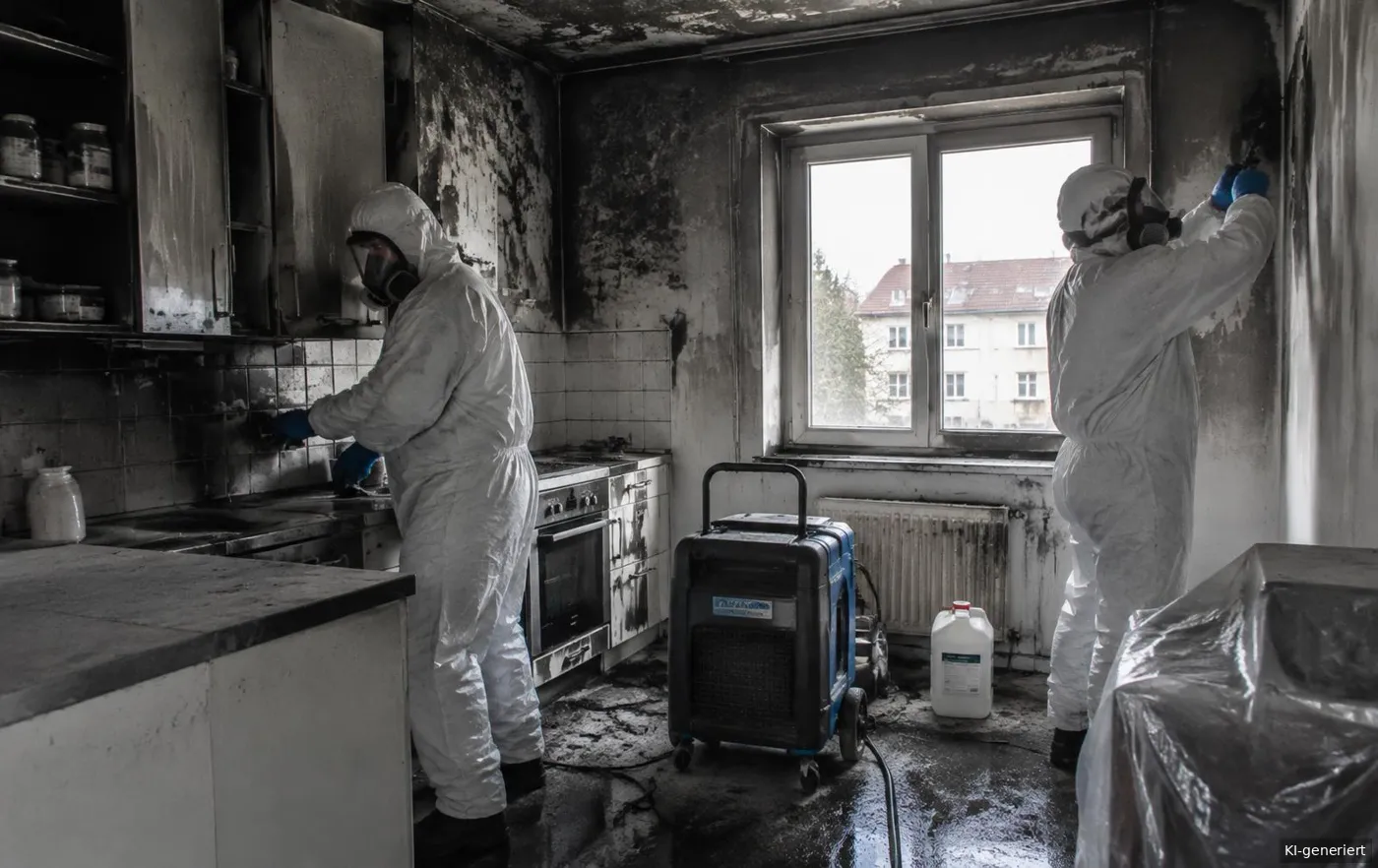 brandundwasserschaden.at – Brandschaden-Sanierung und Rußentfernung in einer Küche in Wien